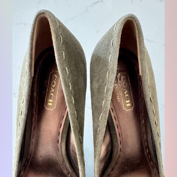 Coach Suede Heels – Moss Green, Size 7.5 - Picture 5 of 7